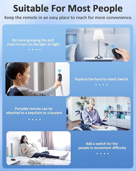 Remote Control Outlet,15A/1500W, 500 Feet RF Range Remote Light Switches Kit, No Wiring Needed Wireless Remote Outlet for Light, Small Electrical Appliance, with Anti-Surge 4000V, Black