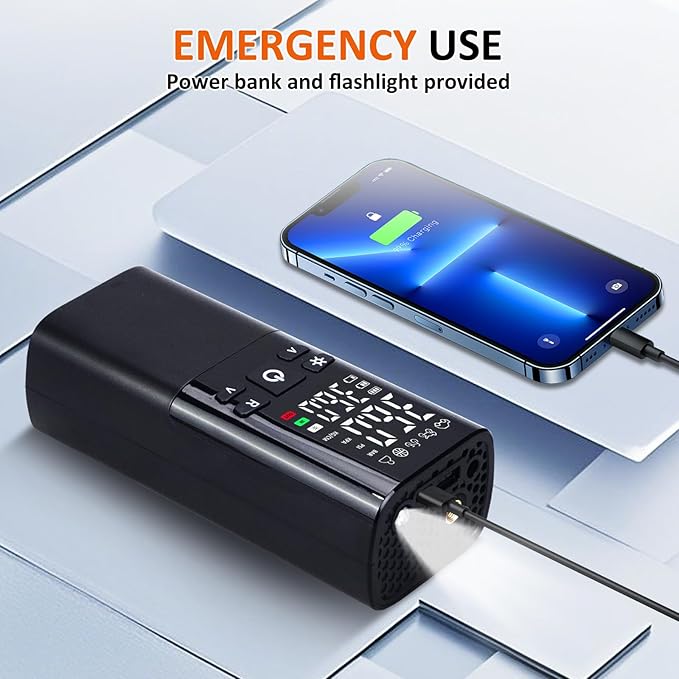 Bestview Tire Inflator Portable Air Compressor-150PSI Air Compressor 4X Faster, Electric Ball Pump/Small Portable Air Tank with Digital Pressure Gauge and LED Light for Cars, Bicycles, Motorcycles