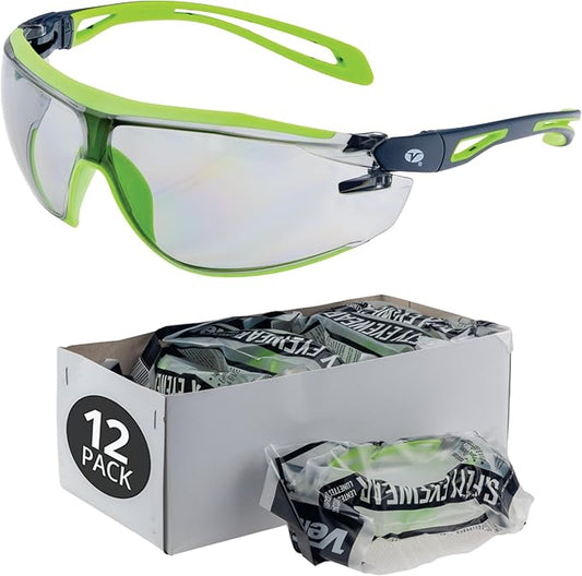 Veratti Encounter Safety Glasses, Anti-Fog Indoor/Outdoor Lens, ANSI Z87.1 Certified, Dielectric Gray/Green Frame