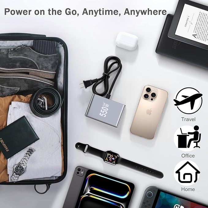 550W USB C Fast Charger Block, PD 3.1 140W USB C Charging Station, GaN Ⅲ Pro 8 Port PD PPS Fast Charging Station for Multiple Devices,Laptop Wall Charger Compatible with MacBook iPad iPhone 17/16 etc