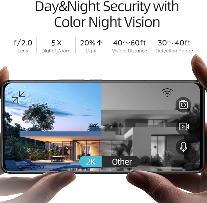 Rraycom 5G/2.4G WiFi Security Cameras Wireless Outdoor, 2K Battery Powered AI Motion Detection Siren Alarm Home Indoor Camera,Color Night Vision, 2-Way Talk, IP65 Waterproof, Works/Alexa, Cloud/SD