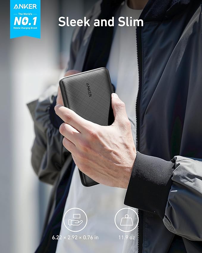 Anker Portable Charger, 325 Power Bank (PowerCore Essential 20K), 20000mAh Battery Pack with 15W Charging, PowerIQ, 2 USB-A, 1 Micro USB, Two-Way USB-C Ports for iPhone Series, AirPods, and More