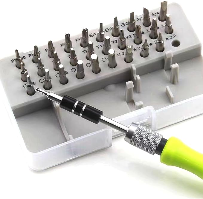Buspoll Mini Screwdriver Set, Magnetic Precision Screwdrivers Bit Set (Star, Y, Torx, Triangle, Phillips, Slotted, U, Hex Heads) Repair Tools Kit for Glasses Laptop Phone Watch Toys