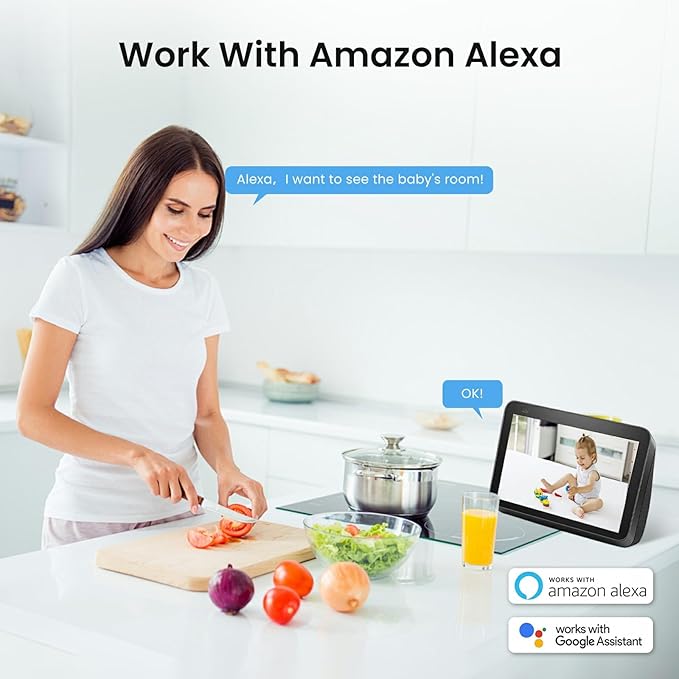 2 Pack Indoor Security Camera, Home Security Cameras Wireless, 360° Pan Tilt Baby/Pet Monitor with Night Vision, Motion Detection, 2-Way Audio, Works with Alexa & Google Assistant, 2.4GHz WiFi Only
