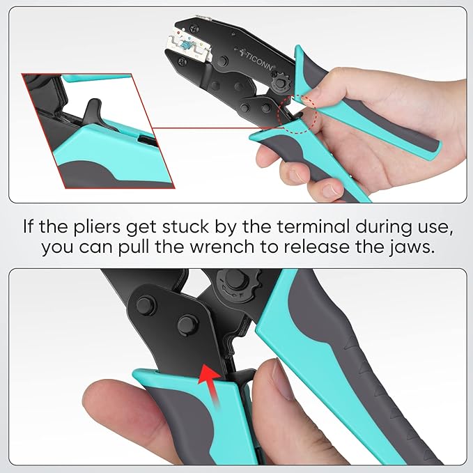 TICONN Crimping Tool for Heat Shrink Connectors - Ratcheting Wire Crimper - Crimping Pliers - Ratchet Terminal Crimper - Wire Crimp Tool (Combo Kit)