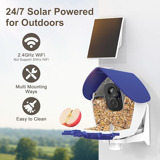 birdsnap® P33 - Bird Feeder with Camera Solar Powered, 2K Video Bird Camera Feeder Live with 32GB Card, AI Identify Feather Species, Auto Record in Backyard, for Birds Lover