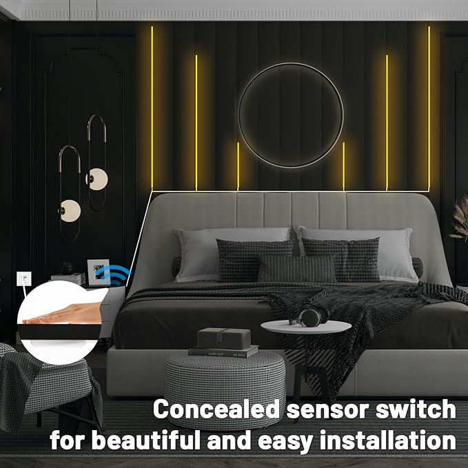 Lichaser 6.56ft COB LED Strip Light, 6 Rolls of 3000K Flexible COB LED for Acoustic Panel and Wood Slat Wall Panels Parallel with Dimmable Touch Sensor Switch, Cuttable for Wood Slat Lighting, Shelf