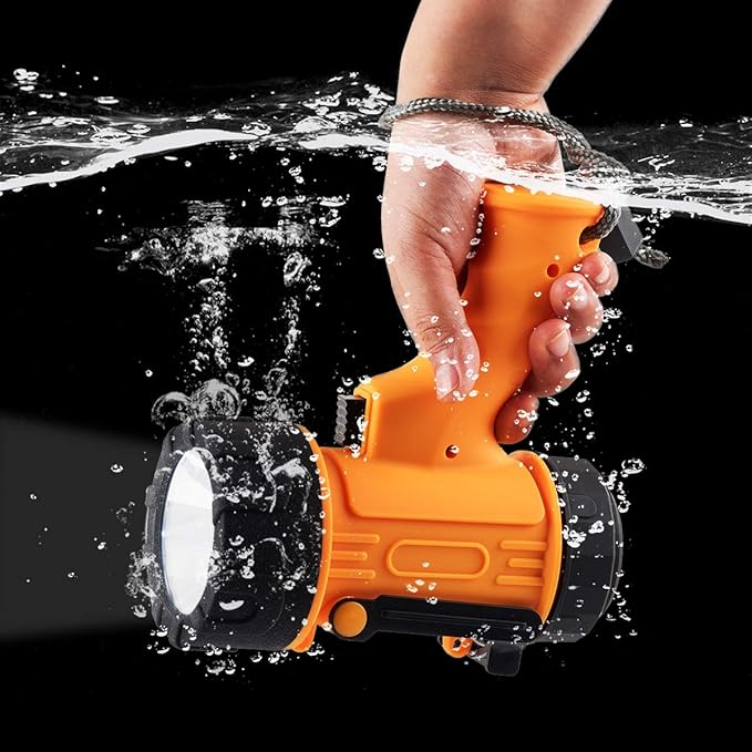 YIERBLUE Rechargeable Spotlight,Handheld Rechargeable Flashlight 200,000 Lumens LED, IP67 Waterproof 12 Hours Running for Boating, Camping, Hunting