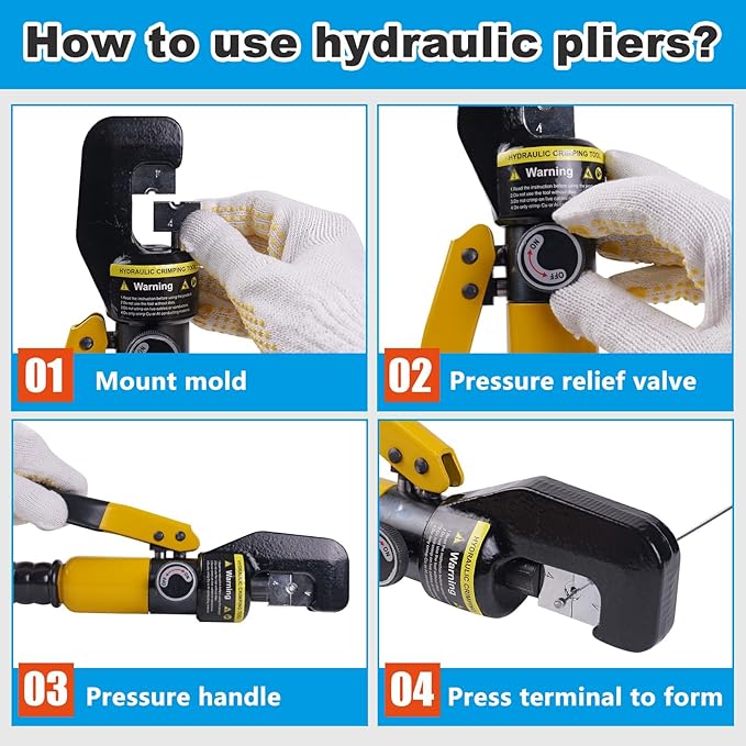 Hydraulic Crimping Tool, Wire Crimping Tool, Cable Crimper Tool, 9 Pairs of Crimping Dies, Hydraulic Crimper for Electrical Copper and Aluminum Terminals Cable Wire