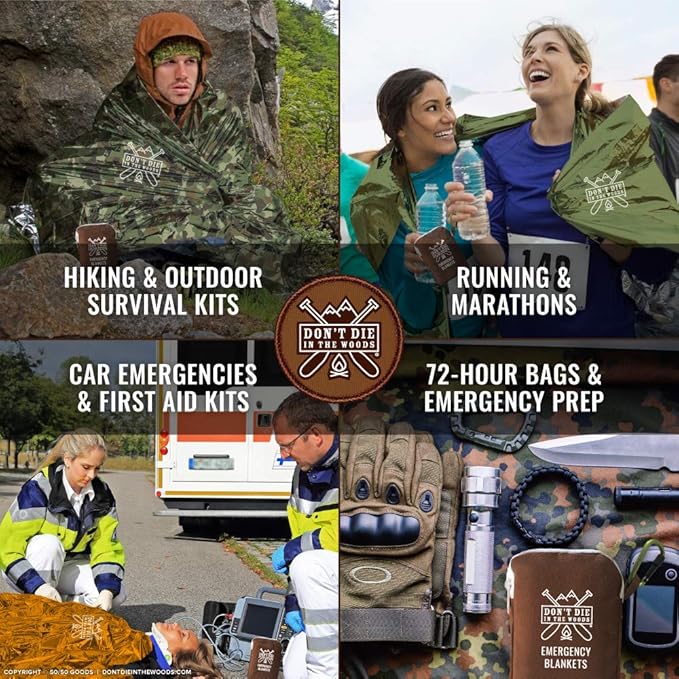 World’s Toughest Emergency Blankets [4-Pack] Extra-Thick Thermal Mylar Foil Space Blanket | Waterproof Ultralight Outdoor Survival Gear For Hiking, Camping, Running, Emergency, First Aid Kits [Orange]