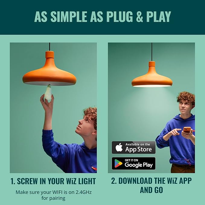 WiZ 65W BR30 Color LED Smart Bulb - Pack of 6 - E26- Indoor - Connects to Your Existing Wi-Fi - Control with Voice or App + Activate with Motion - Matter Compatible