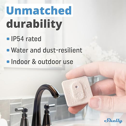 Shelly Blu H&T Ivory | Bluetooth Smart Temperature & Humidity Sensor with Remote App Control & Monitoring | Splash and dust-Proof | Smart Scenes | Notification Alerts | Free Data Storage Export