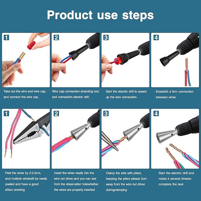 Wire Nut Twister and Twisting Tool - 1/4" Chuck, Spin Twist Wire Connector Socket,Wire Stripping and Twisting Tool,Wire Nut Twiter for Drill