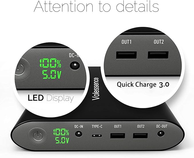 50000mAh Power Bank for Laptop, High Capacity Portable Charger with Fast Charging DC Output 5/8.4/9/12/16/20V External Battery Charger for Dell,HP,MacBook Pro,Samsung, iPhone, and More