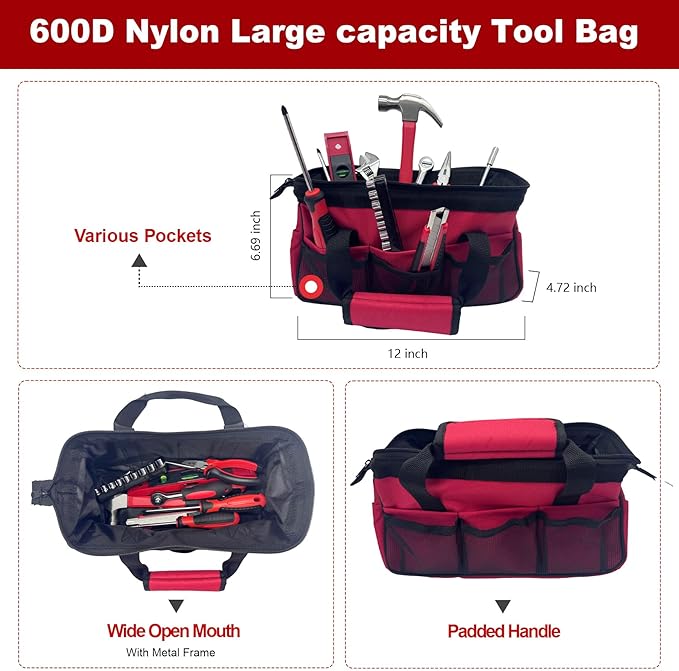 Portable Small Home Tool Kit - Starter Tool Kit with Durable Bag, Ideal for Home, Apartment, Dorm, Office, and DIY Projects, Good Gift for Women & Beginner