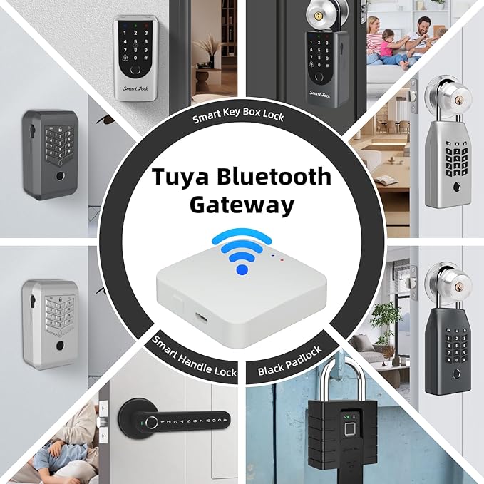 Smart Gateway, Tuya App Remote Control, Smart Home Bridge Hub, Support Smart Key Box and Door Lock for Remote Unlocking (White)