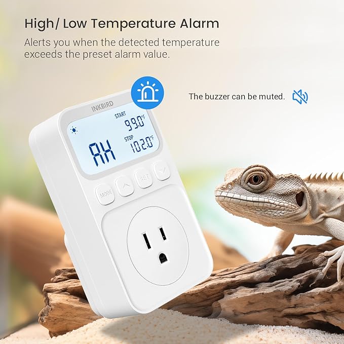 INKBIRD Digital Thermostat Outlet Temperature Controller Outlet Socket Heating/Cooling Control 1200W 10A Backlit Display