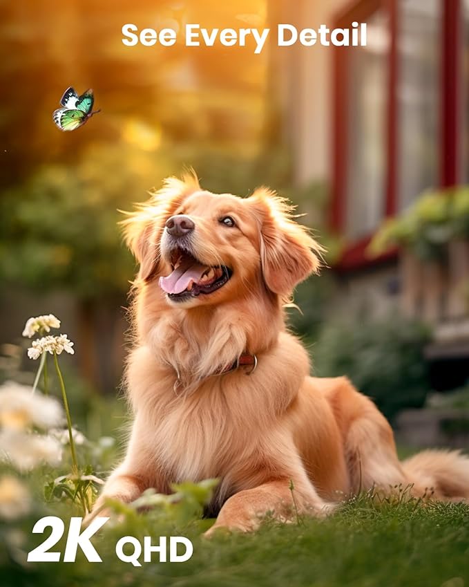 AOSU Solar Security Camera Wireless Outdoor with Panoramic PTZ, Human Auto Tracking, 2K Night Vision, Light and Sound Alarm, 2-Way Audio, Compatible with Alexa/Google Assistant