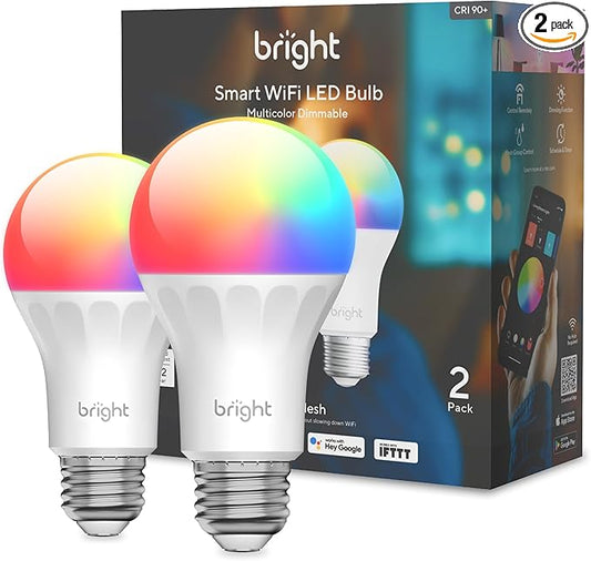 Smart Light Bulbs, 1100 Lumen, 90+CRI WiFi Mesh & Bluetooth Color Changing A19 Light Bulb, 16 Million DIY Colors RGB Light Bulbs, Compatible with Alexa, Google Assistant Home App, 2 Pack