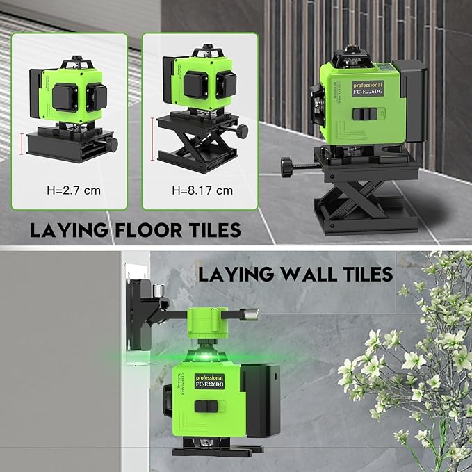 Laser Level with tripod 16 Lines Self Leveling, 4x360° 4D Green Beam Cross Line Lazer Level with 2 Batteries,Horizontal/Vertical Line Laser Remote Control for Tiling Floor Construction Picture Hanging