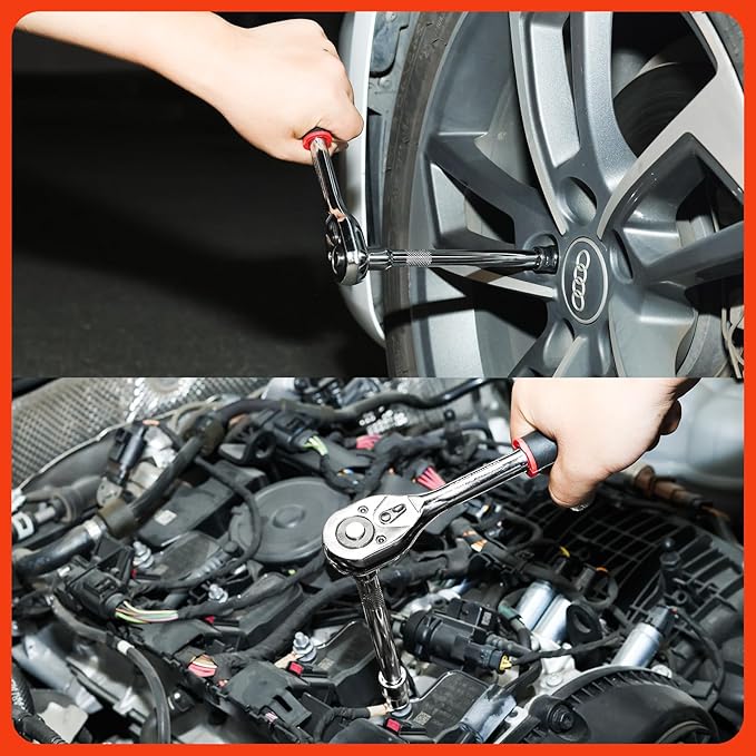 Egofine 20pcs 1/2 Inch Ratchet Socket Wrench Set, Drive Socket Set with 18 Sockets, 8-22mm,24mm,27mm,30mm sockets and 2 Way Quick Released Ratchet Handle and Extension Bar