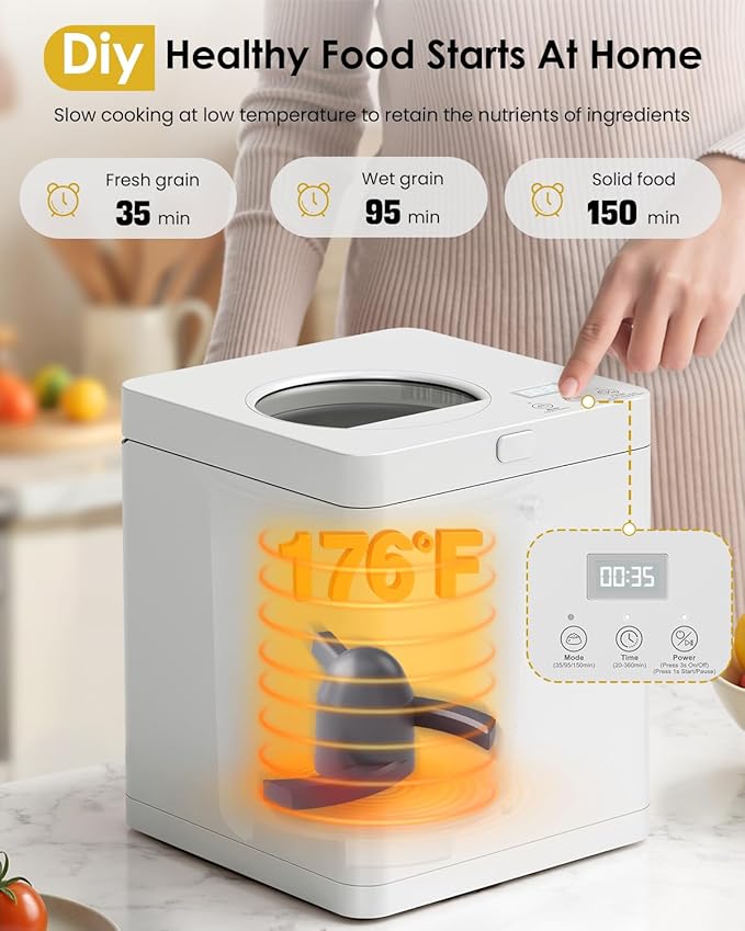 Pet Fresh Meal Maker, Auto 5-in-1 Pet Food Cooker with Chop,Slow Cook, Mix, Self-cleaning and Timer, 2.6 Quart Capacity Dog Food Maker Makes 1.5 Lbs Foods for 2 Dogs, DIY Pet Recipes, Wet or Dry Food.