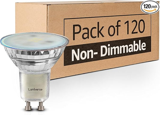 Lumiverse 120 Pack GU10 LED Bulb, Non-dimmable 4W (35W Equivalent) 100 Degree Flood Beam 5000K Daylight White, Halogen Replacement for Kitchen, Living Room, Bedroom