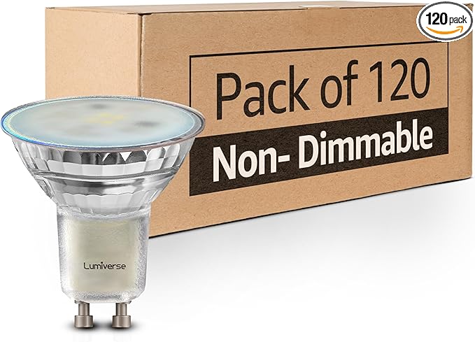 Lumiverse 120 Pack GU10 LED Bulb, Non-dimmable 4W (35W Equivalent) 100 Degree Flood Beam 2700K Soft White, Halogen Replacement for Kitchen, Living Room, Bedroom