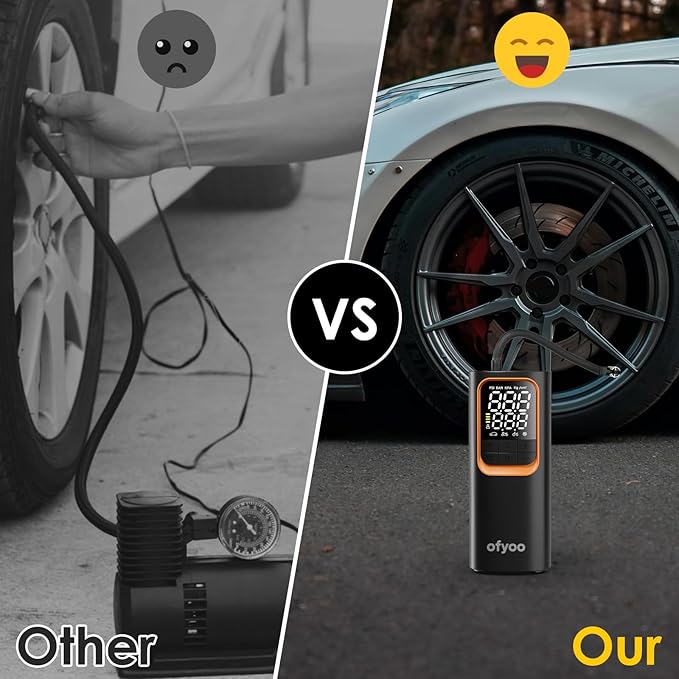 Tire Inflator Portable Air Compressor,Air Pump with 170PSI High Pressure,Digital Tire Pressure,Preset Pressure Automatic Stop,Inflating Cars/Bicycles/Motorcycles/Balls,USB Charging Portable