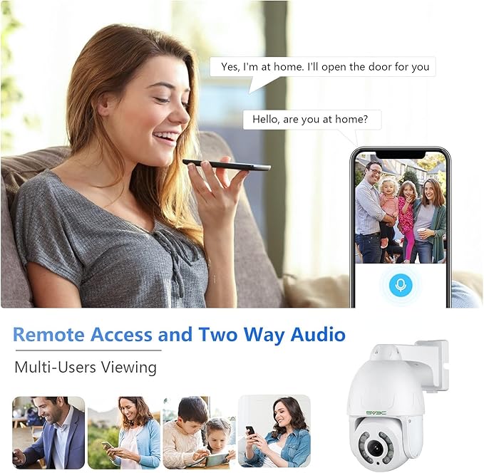 SV3C 5MP PTZ Outdoor Camera, ONVIF POE IP Home Security Camera, 5X Optical Zoom Auto Tracking, Super HD10 Spotlights Color Night Vision, Two Way Audio, Waterproof, Motion Detection, BuleIris, Camhipro