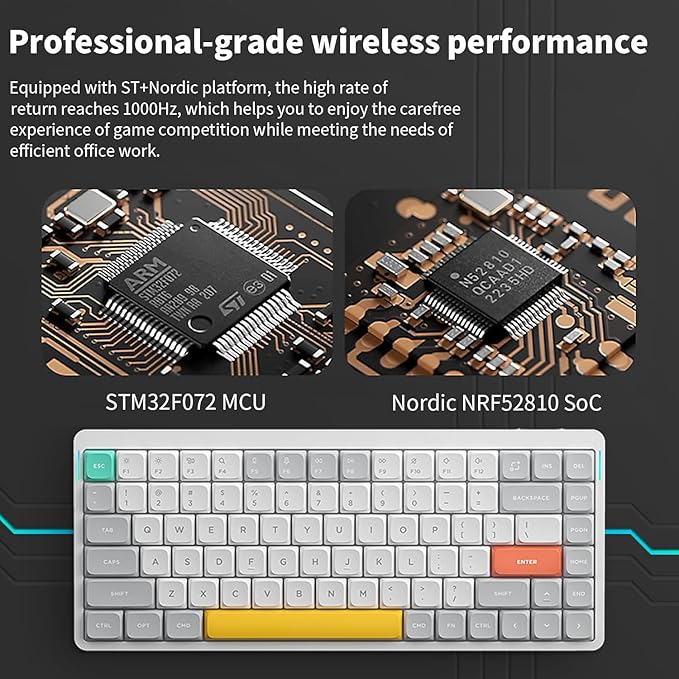 nuphy Air75 V2 Portable 75% Mechanical Keyboard,Wireless Keyboard,Supports Bluetooth/2.4G/USB-C RGB Bluetooth Keyboards,Compatible with Windows/Mac OS/Linux Systems White-Gateron Blue Switch
