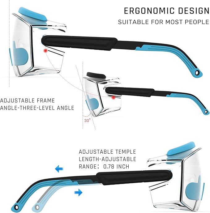Anti Fog Safety Glasses Safety Goggles Over Glasses Protective Glasses with Anti Scratch Lenses Adjustable