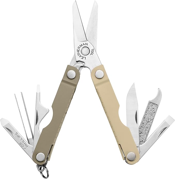 LEATHERMAN, Micra, Keychain Multi-tool with Grooming Tools, Mini Pocketknife for Everyday Carry (EDC), Hobbies & Outdoors, Built in the USA, Cappuccino