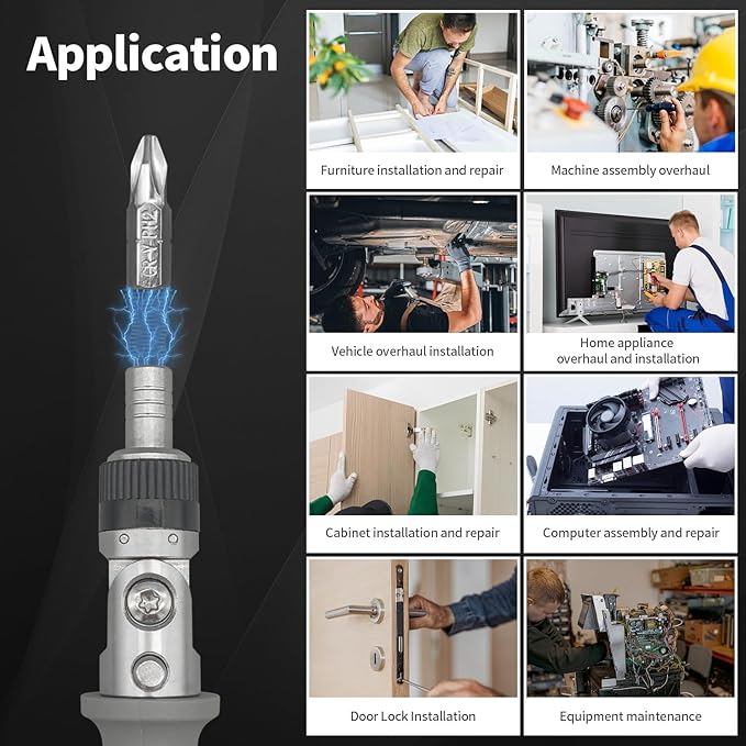 Ratcheting Screwdriver, HOUSERAN Ratcheting Screwdriver Set, 10-in-1 Multi Bit Screwdriver, 90-Degree Adjust Precision Screw Driver, Electrical and Electronics Ratchet Driver, Slotted/Philips/Torx