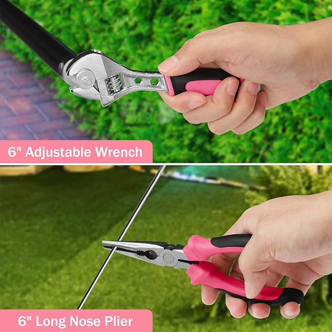 Pink Tool Kit with 3.6V USB Electric Screwdriver, 151 PCS Home Tool Set with Cordless Drill Set, Hand Tool Kits for Women