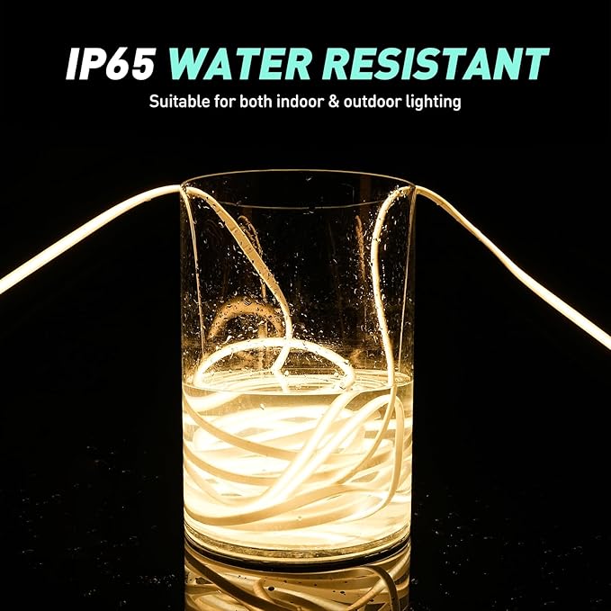 GZBtech Silicone COB Neon Rope Lights 16.4FT/5M, 2800K Super Bright Warm White Waterproof Neon Strip Light, AC 110-120V Flexible Soft Cuttable Tape Rope Lighting for Indoor Outdoor Home Commercial