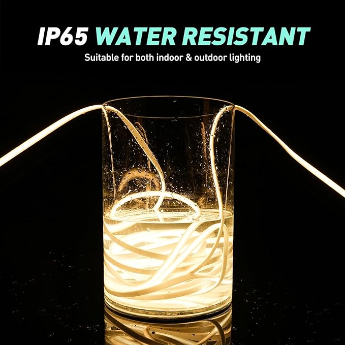 GZBtech Silicone COB Neon Rope Lights 132FT/40M, 2800K Super Bright Warm White Waterproof Neon Strip Light, AC 110-120V Flexible Soft Cuttable Tape Rope Lighting for Indoor Outdoor Home Commercial