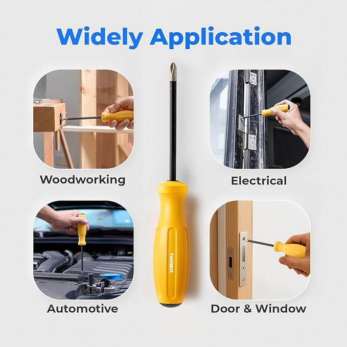 toolant 8PCS Magnetic Screwdrivers Set,4 Phillips and 4 flat head screwdriver,Comfort grip With Color Coded And Magnetizer For Woodworking,Home repairs and other screw driving applications