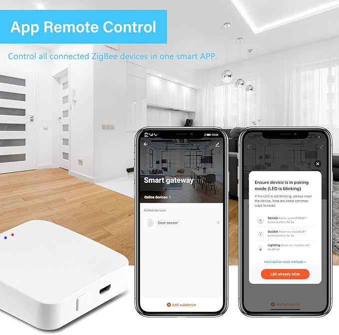ZigBee 3.0 Hub WiFi & Bluetooth Dual Mode Gateway, Only for Tuya Product Smart Home Bridge Wireless Remote Controller,Intelligent Bridge Wireless Smart Home Gateway Voice Control via Alexa,Google Home