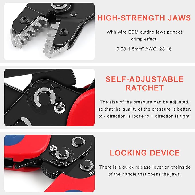 Knoweasy JST Crimper and Molex Crimper Compatible with JST, Dupont, Molex terminals - Precision JST Crimp Tool Model 2549A