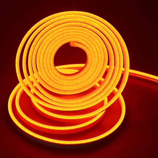iNextStation Orange Led Strip Lights, 16.4Ft/5m Neon Led Light Strip with Power Adapter, 12V Waterproof Silicone Flex LED Neon Rope Lights for Bedroom Wall Festival Party Sign DIY Decor