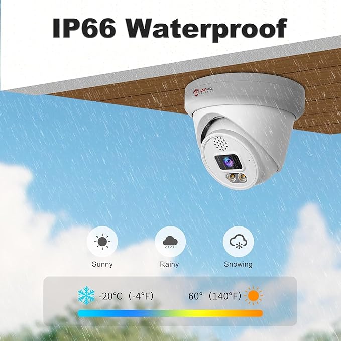 Anpviz 16CH PoE Security Camera System with Two-Way Audio, 16pcs Wired 6MP PoE IP Camera with Human Vehicle Detection, 4K 16CH NVR Built-in 4TB HDD for 24/7 Recording, Smart Color Night Vision