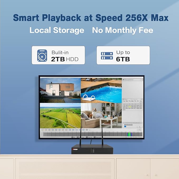 5MP Wireless Security Camera System with 2TB, 8pcs 5MP WiFi Security Cameras for Home Outdoor Indoor with 2-Way Audio/Motion/Face Detection/Colour Night Vision, 8 Channel H.265+ NVR, Metal Housing