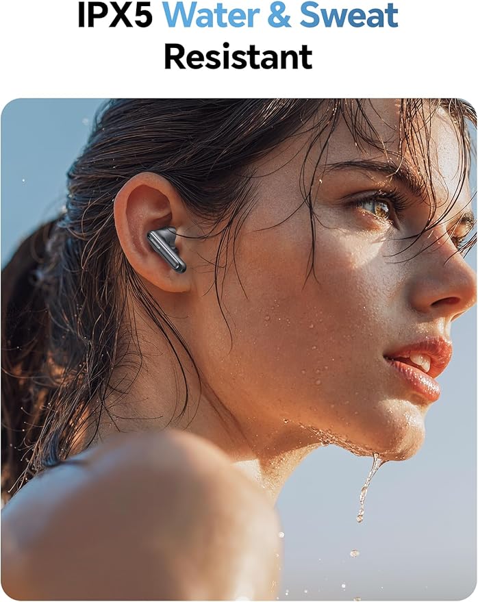 Wireless Bluetooth Earbuds: 5.4 TWS, 13mm Drivers Hi-Fi Deep Bass, 30H Playtime, Touchscreen Control, Mic for Calls, IPX5 Water-Resistant, White Elephant Stocking Stuffers for Men/Women/Adults, Black