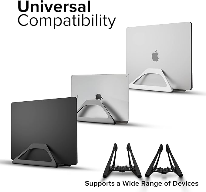 Elestoria Vertical Laptop Stand Holder- Adjustable Laptop Holder Vertical fits All MacBook, Chromebook & Gaming Laptops - Black