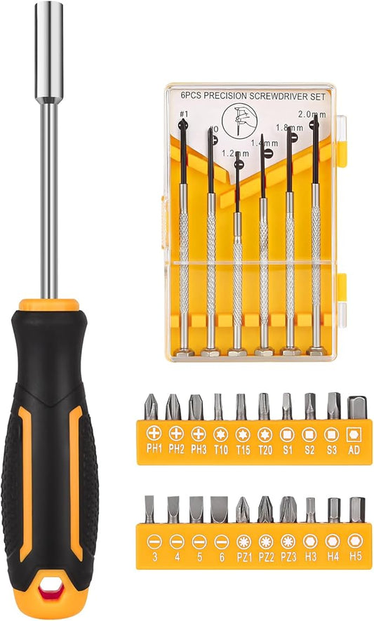 27pcs General Household Tool Set, Includes Precision Screwdrivers, Bits Suitable for Watch, Mobile Phone, Computer Maintenance
