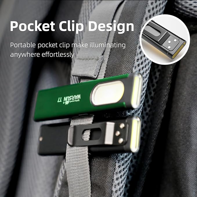 WARSUN Compact Multi-Mode Pocket LED Flashlight - 675LM, USB-C Rechargeable, IPX4, Dual Material, Red/Blue Strobe, for Everyday Carry & Travel