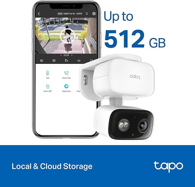 Tapo 1080p Pan/Tilt Indoor/Outdoor Security Camera – Free Person/Baby Cry Detect & Motion Track, 360° Pan, Color Night Vision, SD/Cloud Storage, Works w/Alexa & Google Home HybridCam 360