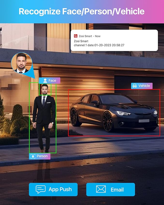 ZOSI 32CH 4K PoE Security Camera System,8pcs 8MP Indoor Outdoor IP Cameras,Person Vehicle Detection,2 Way Audio,Color Night Vision,Siren Alarm,16 Port 32 Channel NVR with 4TB HDD for 24/7 Recording