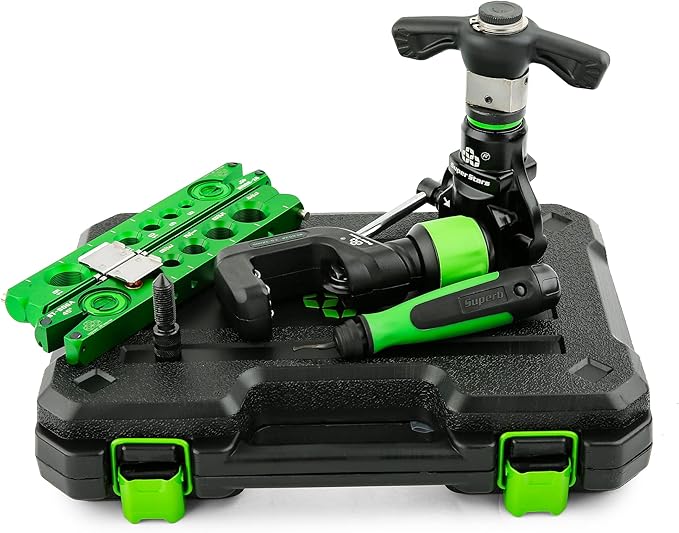 Super Stars Cordless Drill Type Flaring Tool Kit 1/4"-3/4" Single Flare Tool 45° Eccentric HVAC Air Condition Refrigeration Tool